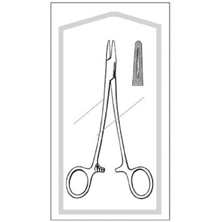 Sklar Econo Sterile Needle Holder 6 Inch Straight Serrated Tip Finger Ring Handle - 96-2591