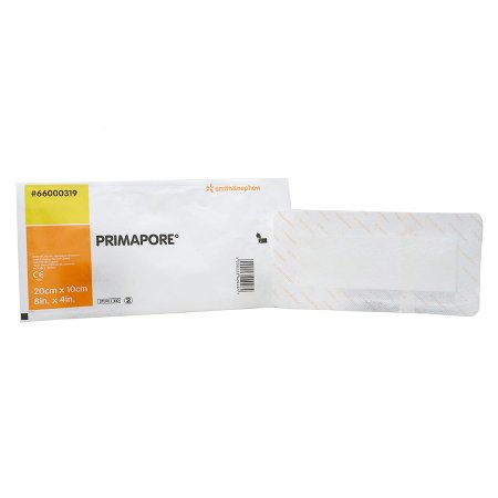Primapore - Adhesive Dressing 4 X 8 Inch Polyester Rectangle White Sterile - 66000319