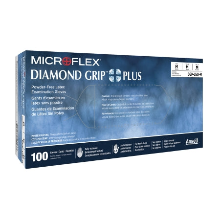 Diamond Grip Plus - Exam Glove Medium NonSterile Latex Standard Cuff Length Fully Textured White Not Chemo Approved - DGP-350-M