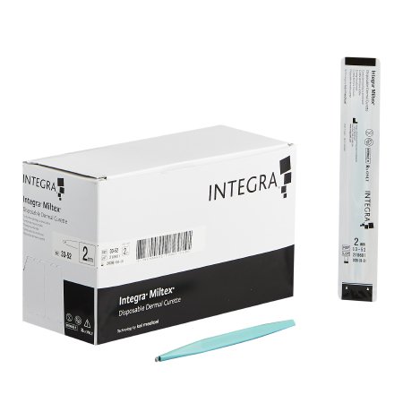 Miltex - Dermal Curette 5-1/2 Inch Length Flat Handle 2 mm Tip Round Loop Tip - 33-52