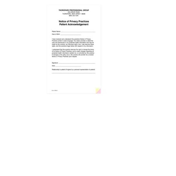 Office Supplies & Practice Mkt Form Hipaa Hipaa Practice Acknowledgement 3 Part 5Pads/Pk - PRV2-3