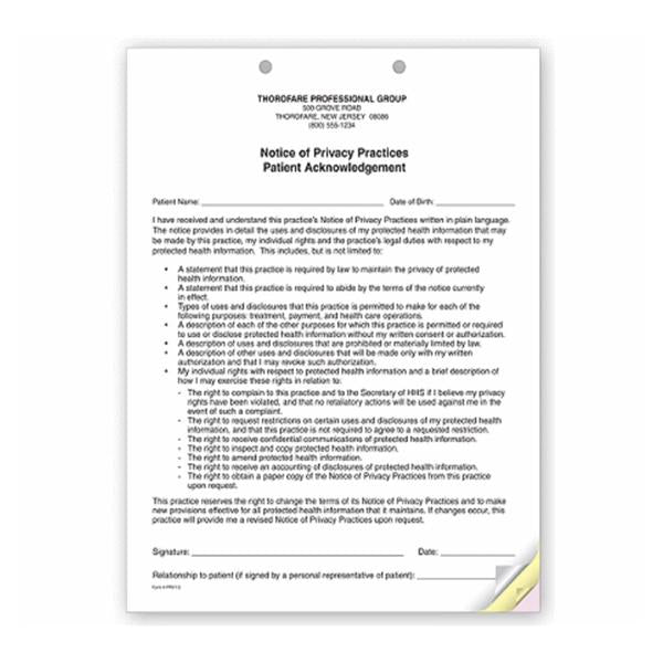 Office Supplies & Practice Mkt Form Hipaa Notice Of Privacy Practices 100/Pk - PRV1-3