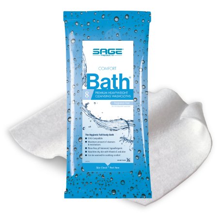 Comfort Bath - Rinse-Free Bath Wipe Soft Pack Water / Glycerin / Aloe / Vitamin E Unscented 8 Count - 7903