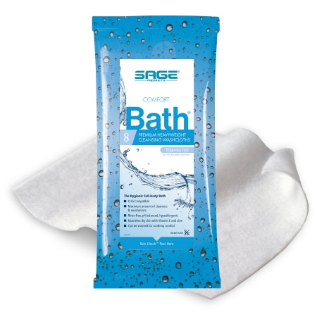 Sage Products Rinse-Free Bath Wipe Comfort Bath Soft Pack Water / Glycerin / Aloe / Vitamin E Unscented 8 Count - 7903