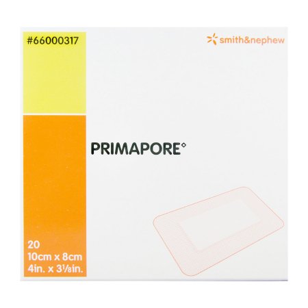 Primapore - Adhesive Dressing 3-1/8 X 4 Inch Polyester Rectangle White Sterile - 66000317