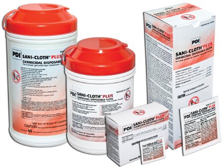 Professional Disposables Sani-Cloth Plus Surface Disinfectant Cleaner Germicidal Wipe 160 Count Canister Disposable Alcohol Scent - Q89072