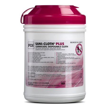 Sani-Cloth Plus - Surface Disinfectant Cleaner Premoistened Germicidal Manual Pull Wipe 160 Count Canister Alcohol Scent NonSterile - Q89072