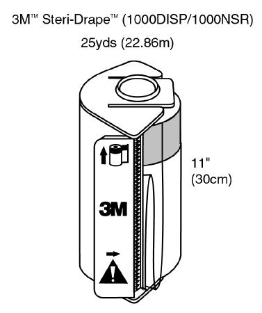 3M Steri-Drape - General Purpose Drape Roll Prep Drape with Dispenser 11 Inch X 25 Yard NonSterile - 1000NSR