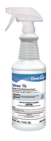 Diversey Virex Tb - Surface Disinfectant Cleaner Quaternary Based Pump Spray Liquid 32 oz. Bottle Lemon Scent NonSterile - DVO04743