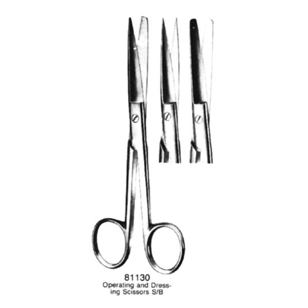 Medco Instruments Inc Scissors Operating 5-1/2" Sharp/Blunt Straight Stainless Steel Ea - 81130