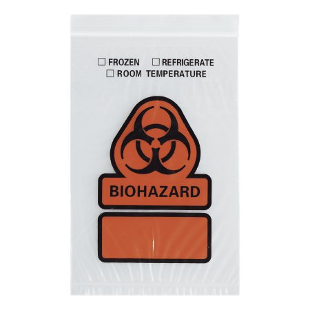 RD Plastics Company - Specimen Transport Bag with Document Pouch 8 X 10 Inch Zip Closure Biohazard Symbol / Storage Instructions NonSterile - B26