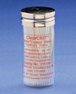 Separation Technology ClearCRIT Capillary Blood Collection Tube Hematocrit Heparin Additive 1.1 X 75 mm 70 µL Red Without Closure Plastic Tube - 270-106