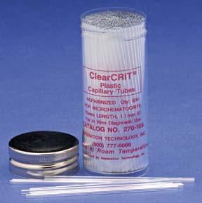 ClearCRIT - Capillary Blood Collection Tube Hematocrit Heparin Additive 0.5 X 75 mm Red Without Closure Plastic Tube - 270-107