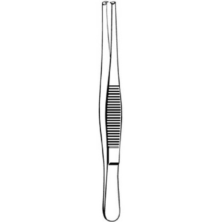 Sklar Merit Tissue Forceps 5-1/2 Inch Physician Grade Stainless Steel NonSterile NonLocking Thumb Handle Straight Serrated Tips w/1 X 2 Teeth - 97-762
