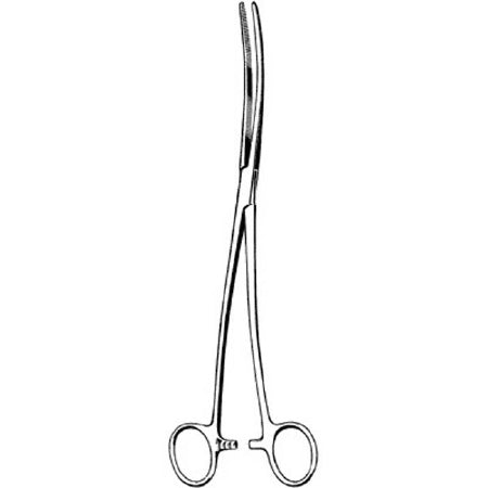 Sklar Merit Dressing Forceps Bozeman 10-1/4 Inch Physician Grade Stainless Steel NonSterile Ratchet Lock Finger Ring Handle Slightly Curved Blunt Serrated Jaws - 98-374