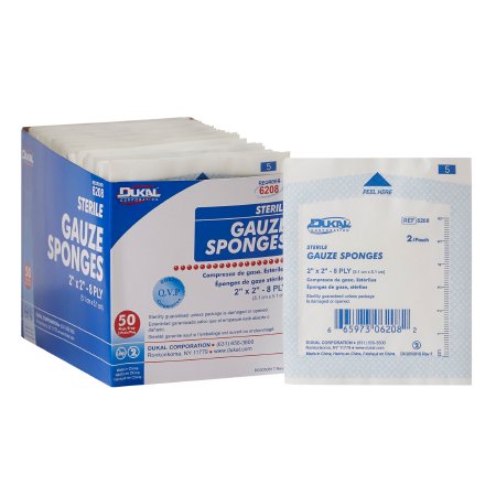 Dukal - Gauze Sponge Cotton 8-Ply 2 X 2 Inch Square Sterile - 6208