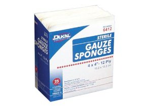 Dukal Gauze Sponge Cotton 12-Ply 4 X 4 Inch Square Sterile - 6412