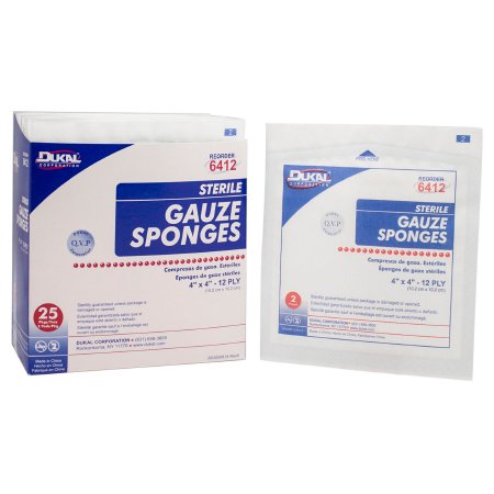 Dukal - Gauze Sponge Cotton 12-Ply 4 X 4 Inch Square Sterile - 6412
