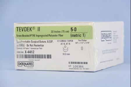 Deknatel Tevdek - Suture without Needle Braided Polyester Nonabsorbable Coated Size 2 18 Inch Suture - 7-947