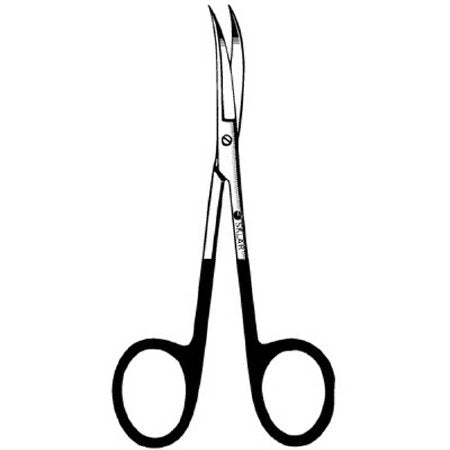 Sklar Sklarhone Iris Scissors 4-1/2 Inch Length OR Grade Stainless Steel Finger Ring Handle Curved Sharp/Sharp - 15-3357