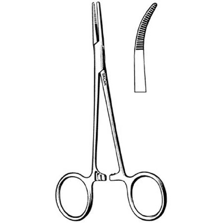 Sklar - Hemostatic Forceps Providence Hospital 5-1/2 Inch Length Surgical Grade Stainless Steel NonSterile Ratchet Lock Finger Ring Handle Curved Serrated Tip - 17-1955