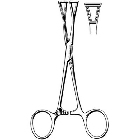 Sklar Sklar Grasping Forceps Pennington 8 Inch Premium OR Grade Stainless Steel NonSterile Ratchet Lock Finger Ring Handle Straight Serrated Fenestrated Triangular Tips - 17-2958