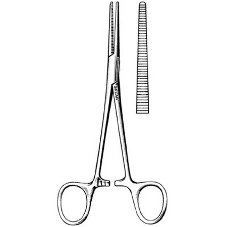 Sklar Sklar Hemostatic Forceps Crile 7-1/2 Inch Premium OR Grade Stainless Steel NonSterile Ratchet Lock Finger Ring Handle Straight Serrated Tips - 17-3075