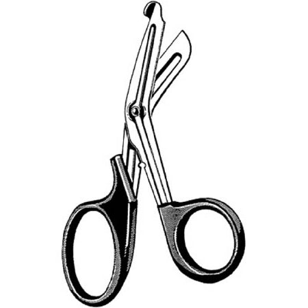 Sklar Econo Multi-Cut Utility Shears 5-1/2 Inch Length Floor Grade Stainless Steel / Plastic Finger Ring Handle Angled Blunt/Blunt - 21-101