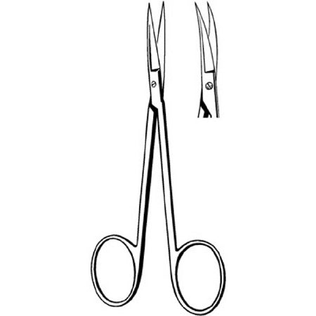 Econo - Iris Scissors 3-1/2 Inch Length Floor Grade Stainless Steel Finger Ring Handle Curved Sharp Tip / Sharp Tip - 21-107