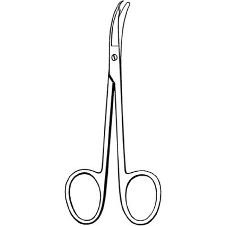 Econo - Suture Scissors Littauer 5-1/2 Inch Length Floor Grade Stainless Steel NonSterile Finger Ring Handle Curved Blunt Tip / Blunt Tip - 21-358