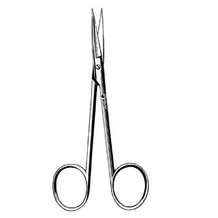 Sklar - Iris Scissors 4-1/2 Inch Length OR Grade Stainless Steel Finger Ring Handle Straight Blunt Tip / Blunt Tip - 47-1144