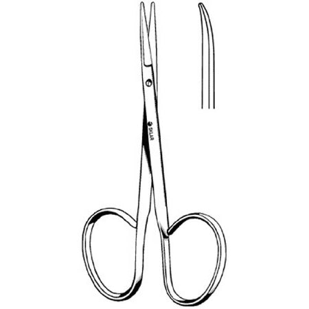 Sklar Sklar Utility Scissors 4 Inch Length OR Grade Stainless Steel NonSterile Ribbon Style Finger Ring Handle Curved Blunt/Blunt - 47-1247