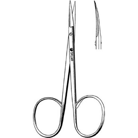 Sklar - Iris Scissors 4 Inch Length OR Grade Stainless Steel NonSterile Ribbon Style Finger Ring Handle Curved Sharp Tip / Sharp Tip - 47-1255