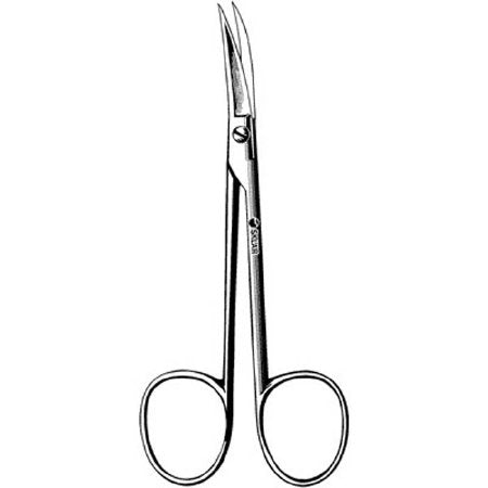 Sklar - Plastic Surgery Scissors 4-1/2 Inch Length OR Grade Stainless Steel Finger Ring Handle Curved Sharp Tip / Sharp Tip - 47-1345