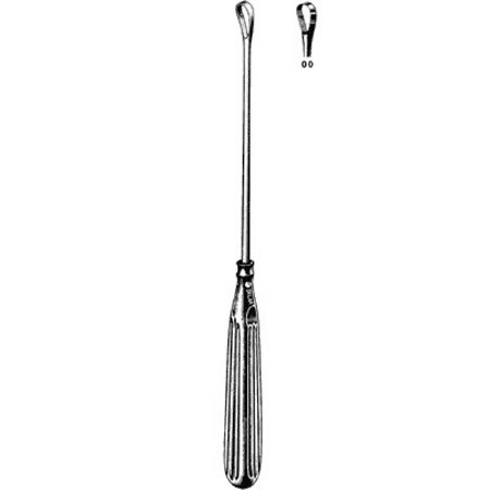 Sklar Sklar Uterine Curette Sims 11 Inch Length Single-ended Hollow Handle with Grooves Size 00, 3 X 5 mm Tip Sharp Teardrop Loop Tip - 90-5499