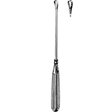 Sklar - Uterine Curette Sims 11 Inch Length Hollow Handle with Grooves Size 0 Tip Sharp Teardrop Loop Tip - 90-5500