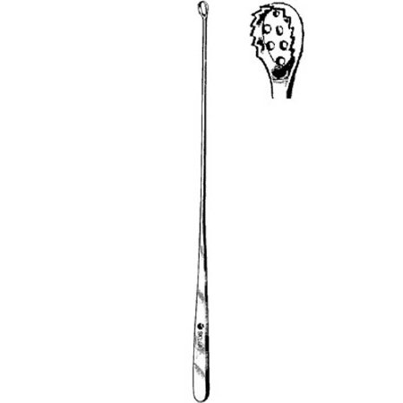Sklar - Uterine Biopsy Curette Heaney 9-1/2 Inch Length Flat Tapered Handle 7.5 mm Tip Serrated Loop Tip with Basket - 90-6195