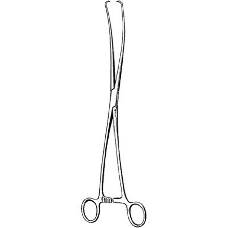 Sklar - Tenaculum Forceps Duplay 11 Inch Length Surgical Grade Stainless Steel NonSterile Ratchet Lock Finger Ring Handle Curved - 91-1111