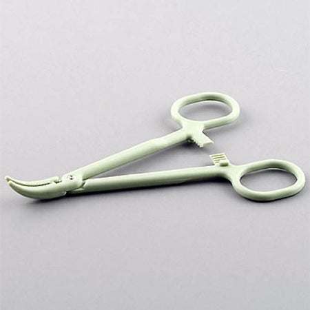 Sklar Hemostatic Forceps 5-1/4 Inch Floor Grade Plastic NonSterile Ratchet Lock Finger Ring Handle Curved Blunt Serrated Tips - 96-2908