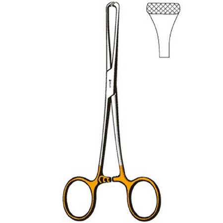 Sklar - Tissue Grasping Forceps Allis 6 Inch Length Surgical Grade Stainless Steel / Tungsten Carbide NonSterile Ratchet Lock Finger Ring Handle Straight Cross Serrated Atraumatic Tips - 97-1555
