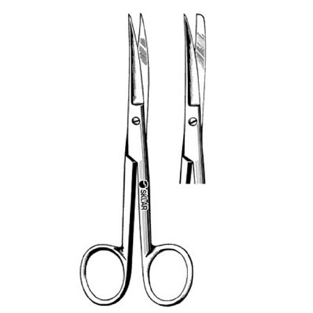 Sklar Merit Operating Scissors 6-1/2 Inch Length Office Grade Stainless Steel NonSterile Finger Ring Handle Curved Sharp/Blunt - 97-293