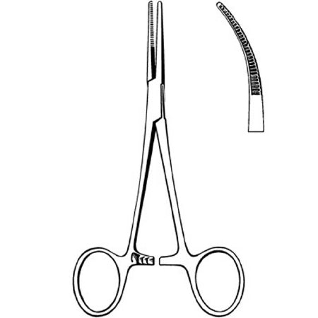 Sklar Merit Hemostatic Forceps Rankin-Kelly 6-1/4 Inch Physician Grade Stainless Steel NonSterile Ratchet Lock Finger Ring Handle Curved Serrated Jaws - 97-469