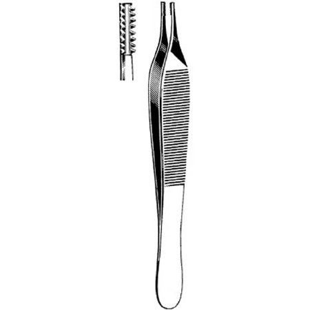 Sklar Merit Tissue Forceps Adson-Brown 4-3/4 Inch Physician Grade Stainless Steel NonSterile NonLocking Thumb Handle Straight 7 X 7 Teeth, Serrated Tip - 97-603