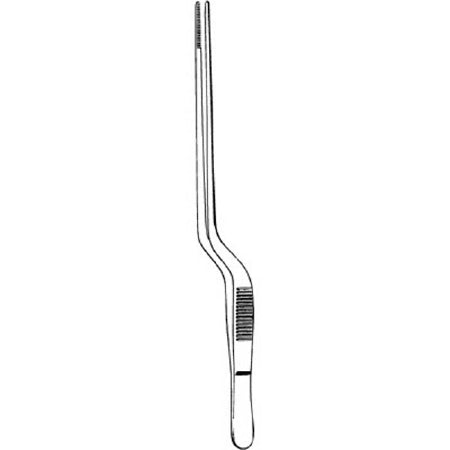 Merit - Dressing Forceps Jansen 6-1/2 Inch Length Mid Grade Stainless Steel NonSterile NonLocking Thumb Handle Straight Serrated Tips - 97-605