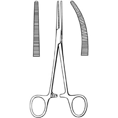Sklar Hemostatic Forceps Crile 5-1/2 Inch Floor Grade Stainless Steel NonSterile Ratchet Lock Finger Ring Handle Straight Serrated Tip - 21-447