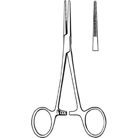 Sklar Forceps Kelly-Rankin 6-1/2 Inch Floor Grade Stainless Steel NonSterile Ratchet Lock Finger Ring Handle Straight Serrated Tip - 21-465