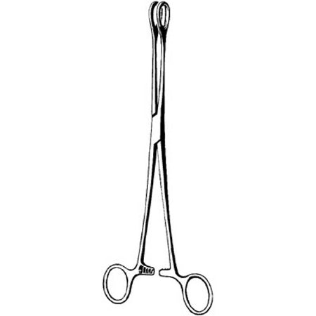 Sklar Sponge Forceps Foerster 9-1/2 Inch Floor Grade Stainless Steel NonSterile Ratchet Lock Finger Ring Handle Straight Ring, Serrated Tip - 21-577