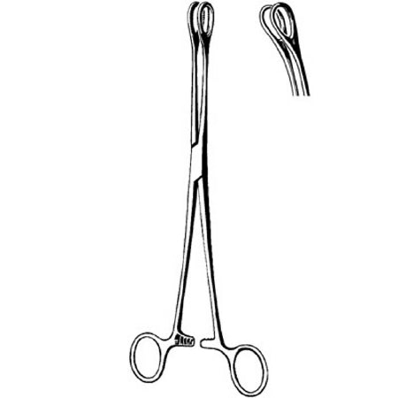 Sklar Sponge Forceps Foerster 9-1/2 Inch Floor Grade Stainless Steel NonSterile Ratchet Lock Finger Ring Handle Curved Serrated Tip - 21-586