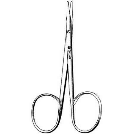 Sklar - Tenotomy Scissors Stevens 4 Inch Length OR Grade Stainless Steel NonSterile Ribbon Style Finger Ring Handle Straight Sharp Tip / Sharp Tip - 64-1241