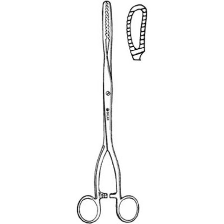 Sklar - Obstetrical Forceps Bierer 11 Inch Length Surgical Grade Stainless Steel NonSterile Ratchet Lock Finger Ring Handle Straight Coarse Serrated Fenestrated Oval Jaws - 92-5298